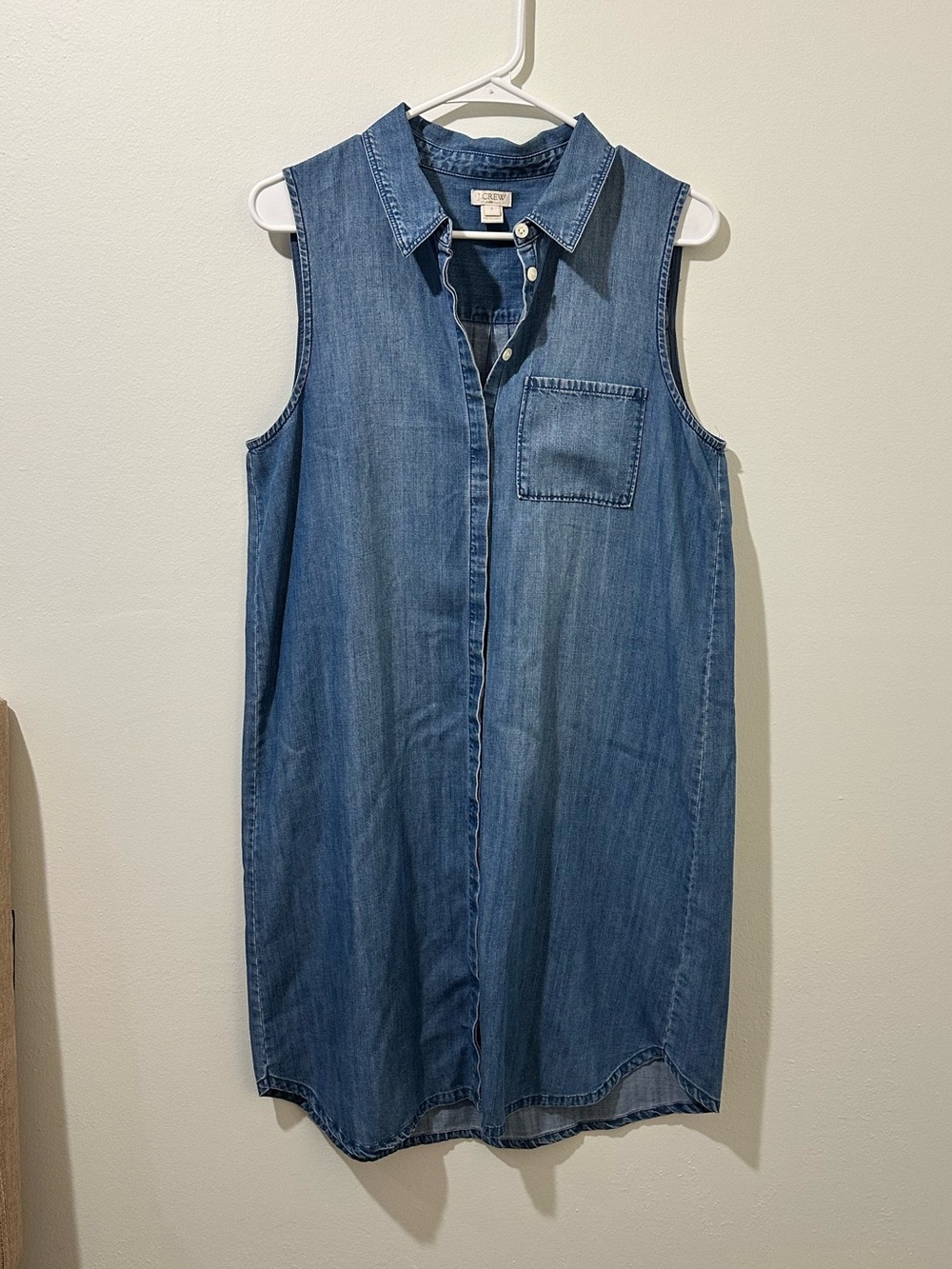 J. Crew Sleeveless Chambray Shirt Dress - Medium Blue